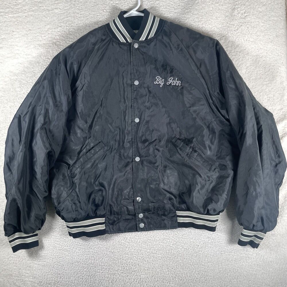 Vintage Butwin Varsity Jacket Mens 2XL XXL Black Bomber DC Express Trucking Co.